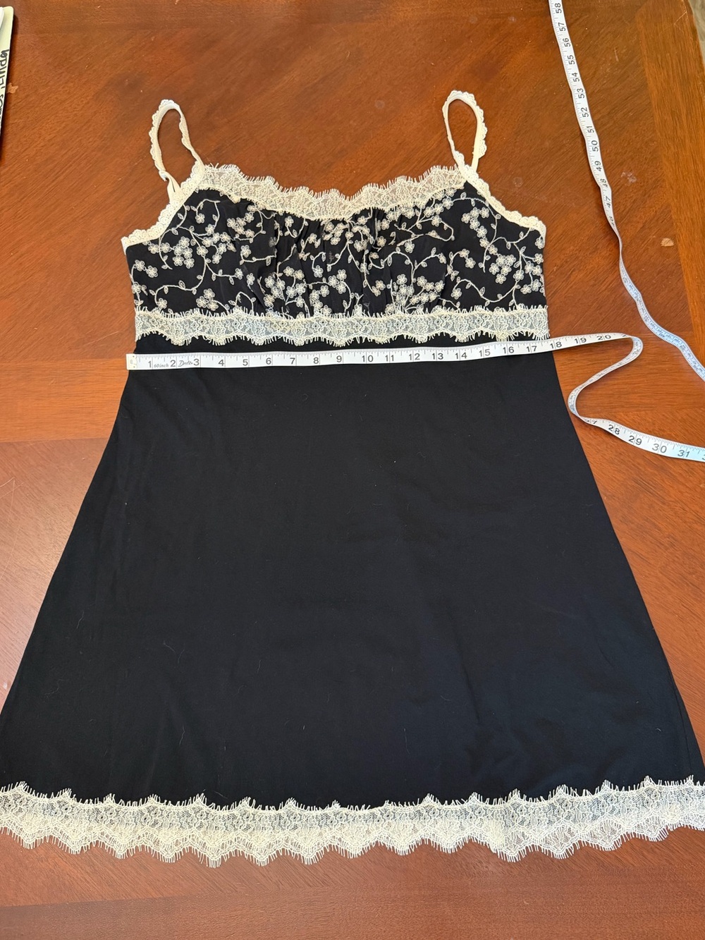 Hanky Panky Black Chemise with Cream Lace Trim